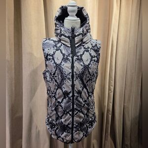 Snakeskin Print Reversible Puffer Vest